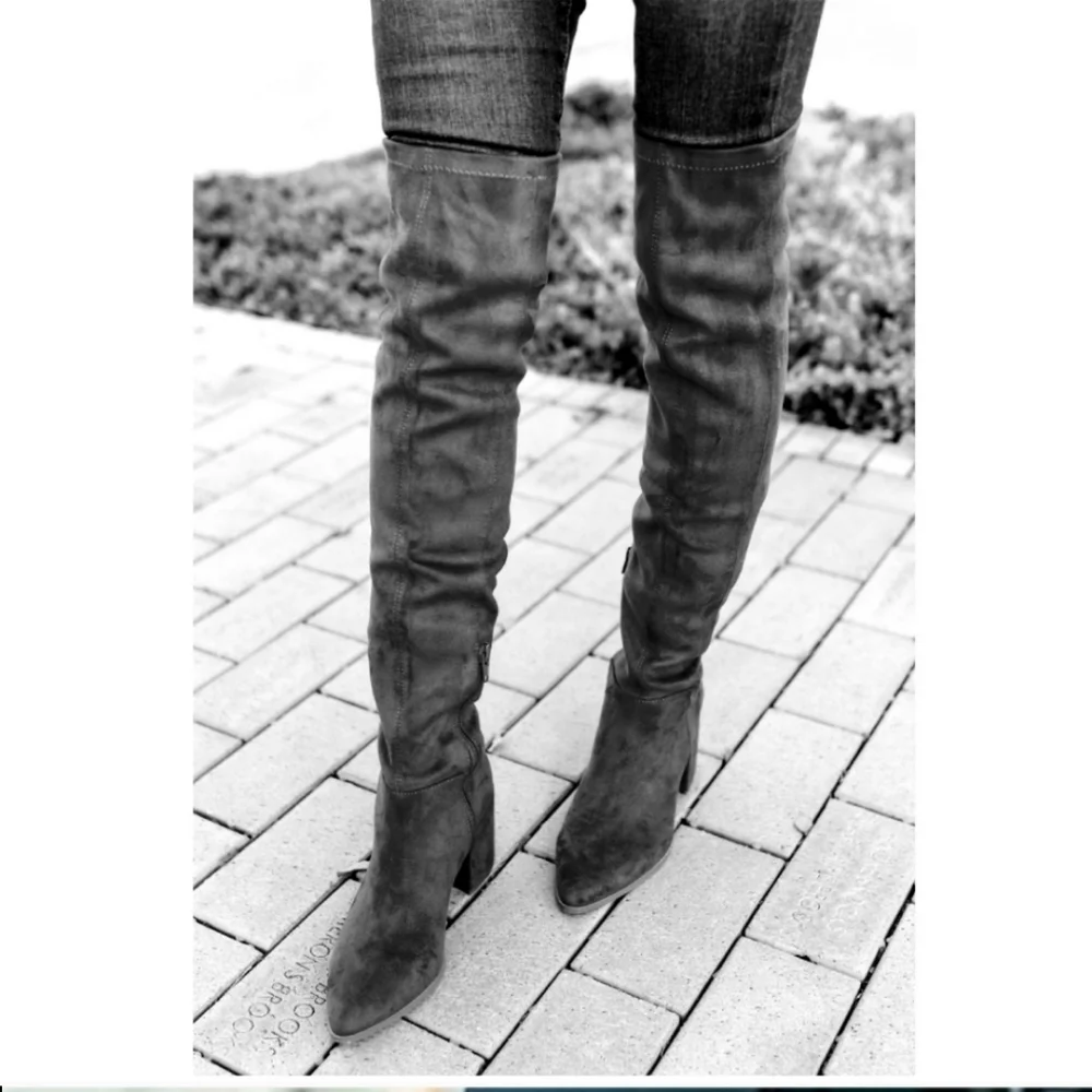 Sexy Fitted Steve Madden Taupe Microsuede OTK Boots